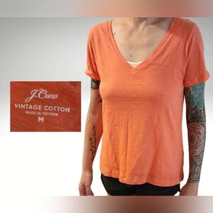 J. Crew v-neck slub tee, coral, sz M